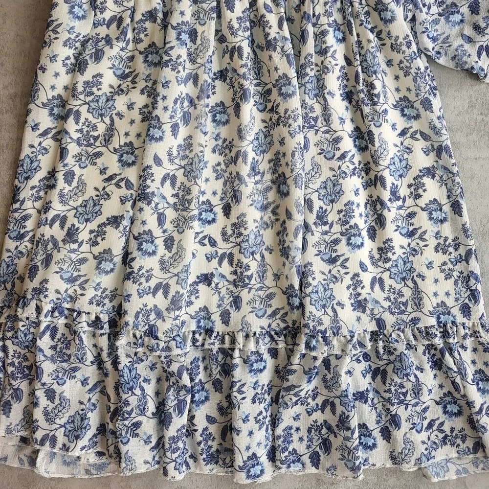 Super Natural Secret Mission Dress Med Blue‎ Floral Smock Cottage Garden Party - Picture 11 of 11